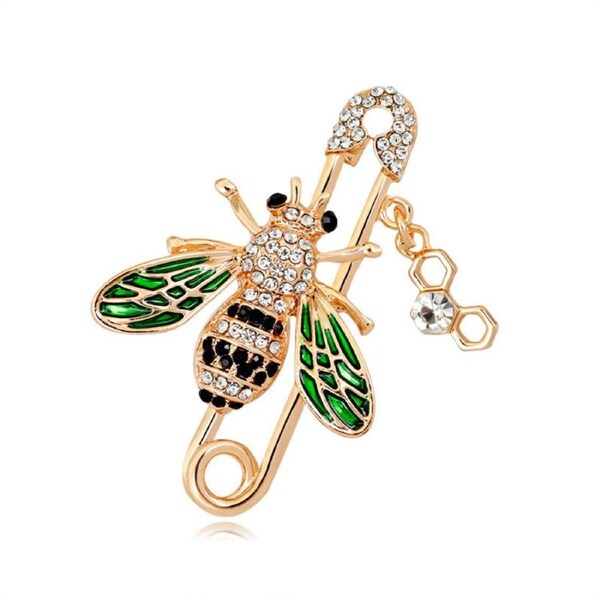 Nevenka Bee Brooch Women Enamel Crystal Insect Lapel Pin