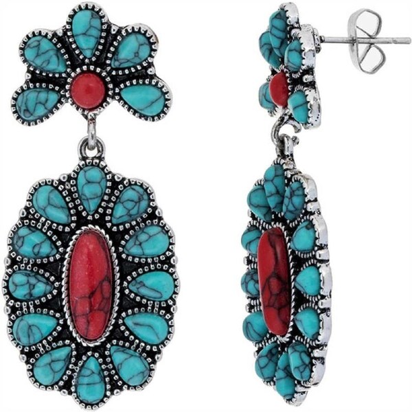 Nevenka Turquoise Flowers Dangle Earring for Women