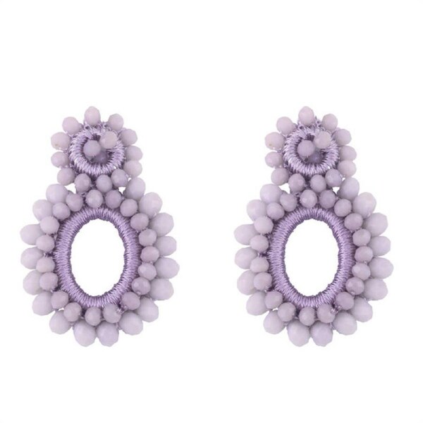 Nevenka Beaded Teardrop Dangle Earrings Gift for Women-Purple