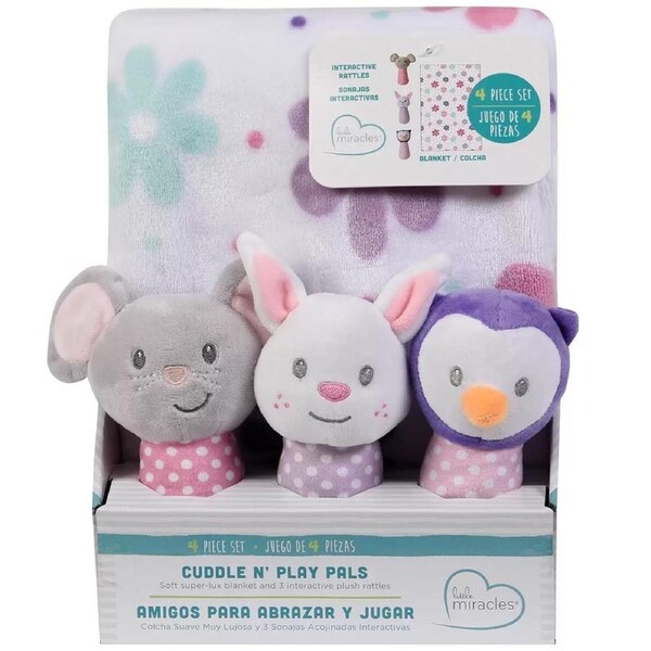 LITTLE MIRACLES 4pc Cuddle N' Play Pals Floral Set - Floral