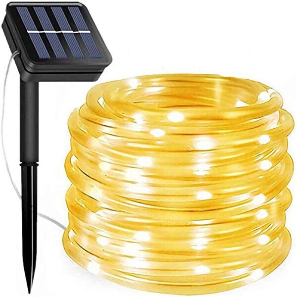 100 LED Solar Fairy String Rope Light Waterproof Garden Night Lamp warm Colour
