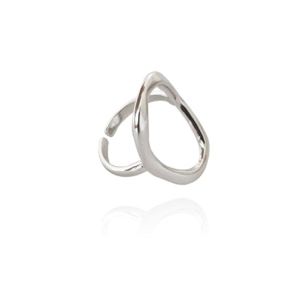 Culturesse Time Flows Adjustable 2.3cm Ring Rhodium Plating Sterling Silver