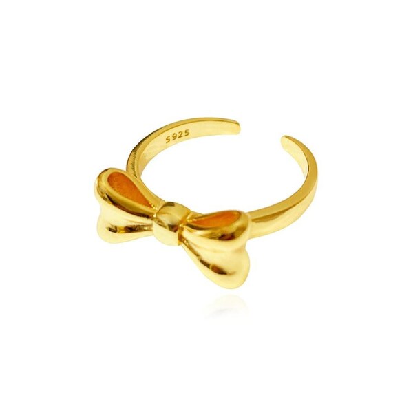 Culturesse Elvie Bow 2cm Open Ring Jewellery 18K Gold Plating Sterling Silver