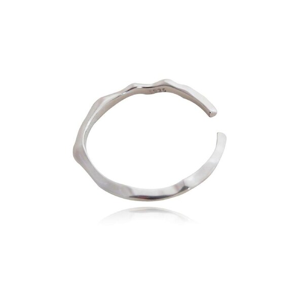 Culturesse Lou Rhodium Plating 2cm Adjustable Open Ring Fashion Sterling Silver