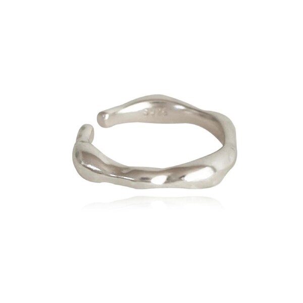 Culturesse Bay Sculpture 2cm Open Ring White Rhodium Plating Sterling Silver