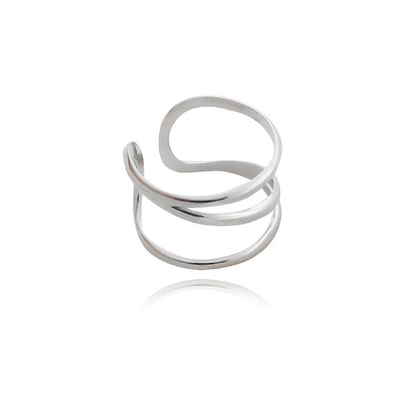 Culturesse Elva Artisan Line Band 2cm Open Ring Women's Fashion Sterling Silver