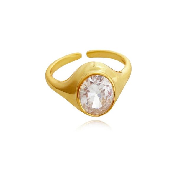 Culturesse Eleonore Sterling Silver Austrian Zircon Open Ring 18K Gold Plating