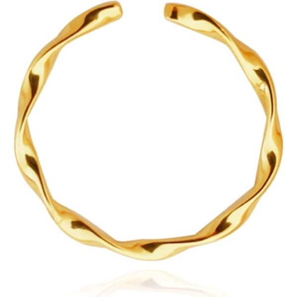 Culturesse Amor Sterling Silver 2cm Fine Adjustable Open Ring 18K Filled Gold