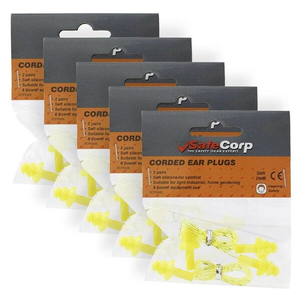 10pc Safecorp Corded Ear Plugs Safety Hearing Ear Protection Home/Garden DIY