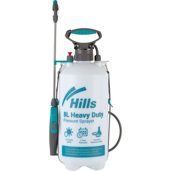 Hills Heavy Duty Weed/Water/Chemical Pump Pressure Spray Bottle 8L Viton Seals
