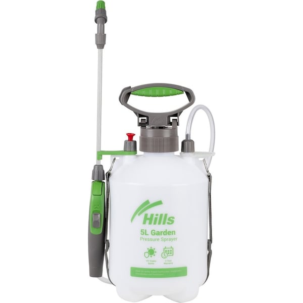 Hills Garden Pump Pressure Spray Bottle Set 5L With Ergonomic Handle/Carry Strap
