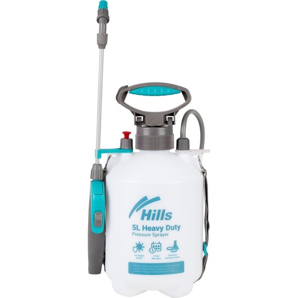 Hills Heavy Duty Weed/Water/Chemical Pump Pressure Spray Bottle 5L Viton Seals