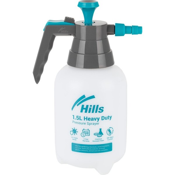 Hills Heavy Duty Weed/Chemical Pump Pressure Spray Bottle 1.5L Viton Seals