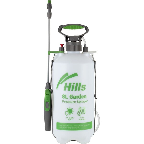 Hills Garden Pump Pressure Spray Bottle 8L With Ergonomic Handle/Carry strap
