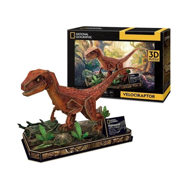63pc National Geographic Velociraptor Dinosaur 3D Puzzle Kids Activity Toy 8+