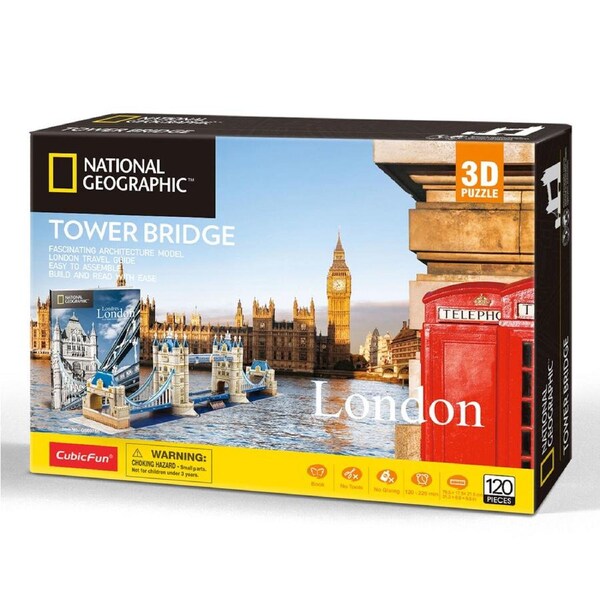 120pc National Geographic 21.5cm London Tower Bridge 3D Puzzle Kids Play Toy 8+