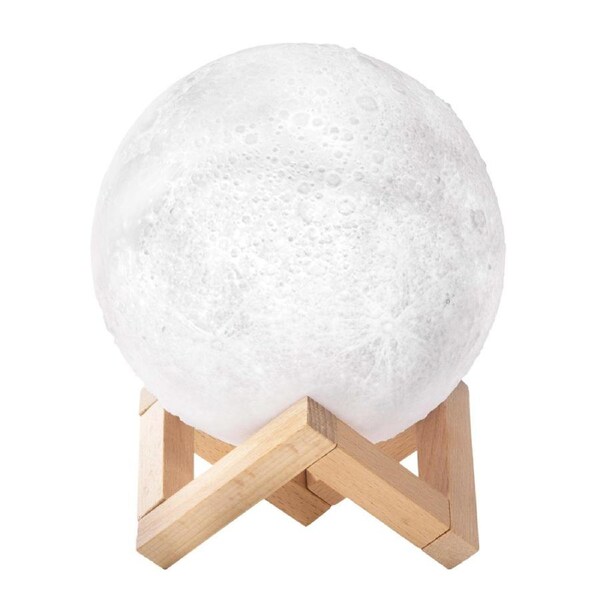 Celestial Moon Light Up Kids/Children's Lamp Colour Changing With Wooden Stand