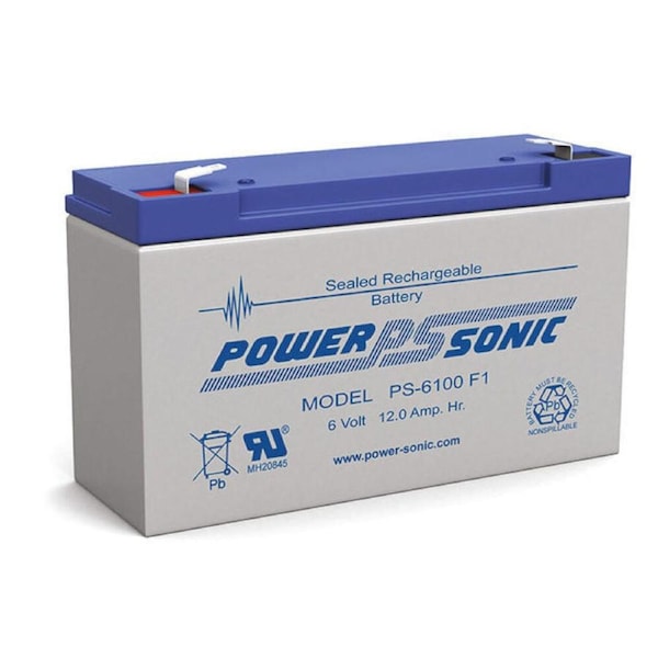 Power Sonic PS6100 6V 12Ah SLA Rechargeable Battery F1 Terminal Sealed Lead Acid