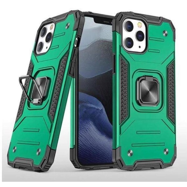 Green Shockproof Ring Case Stand Cover for iPhone 12