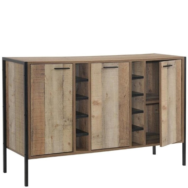 Wine Cabinet with 2 Strorage and open Selves Bar Cabinet Cupboard in Oak Colour