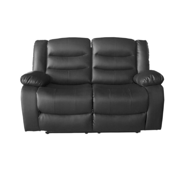 Colson 2-Seater Faux Leather Recliner Sofa Lounge Couch- Black Color