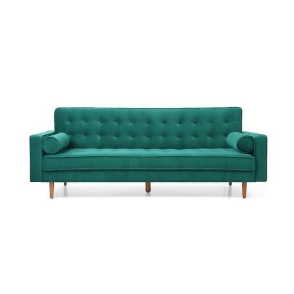 Sofa Bed 3 Seater Button Tufted Lounge Set for Living Room Couch in Velvet Green Colour