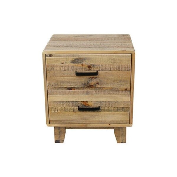 Wooden Nightstand Bedside Table 2-Drawers Solid Timber Rustic Texture