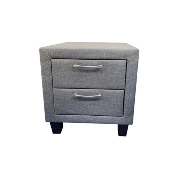 Bedside Table 2 drawers Night Stand Upholstery Fabric Storage in Light Grey Colour