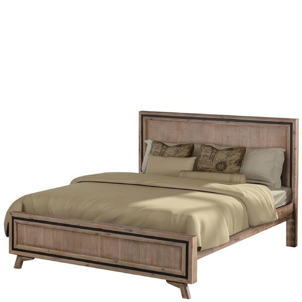 Queen Size Silver Brush Bed Frame in Acacia Wood Construction