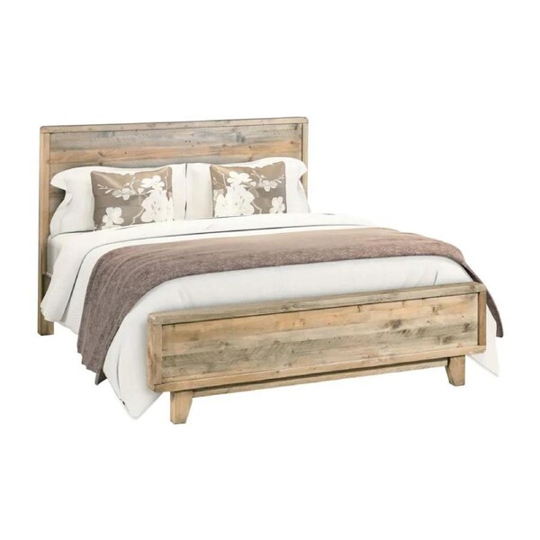 Solid Timber Bed Frame Queen Size Rustic Timber Texture