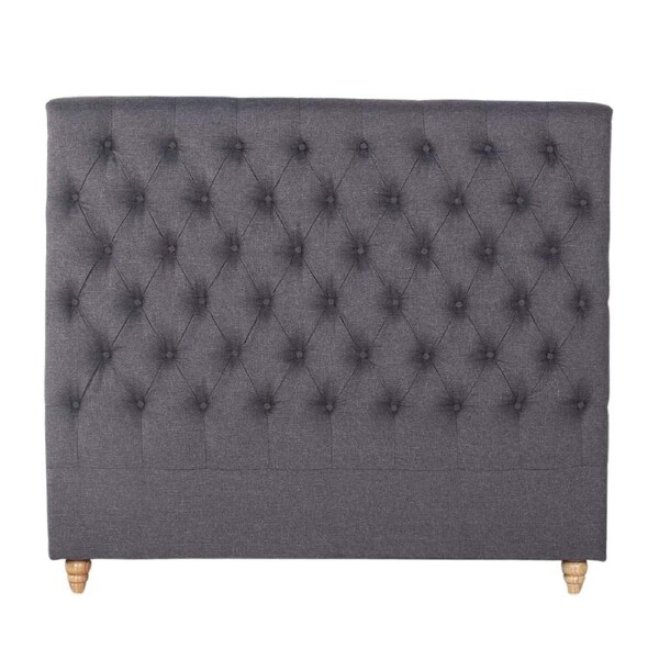 Bed Head Queen Size French Provincial Headboard Upholsterd Fabric Charcoal