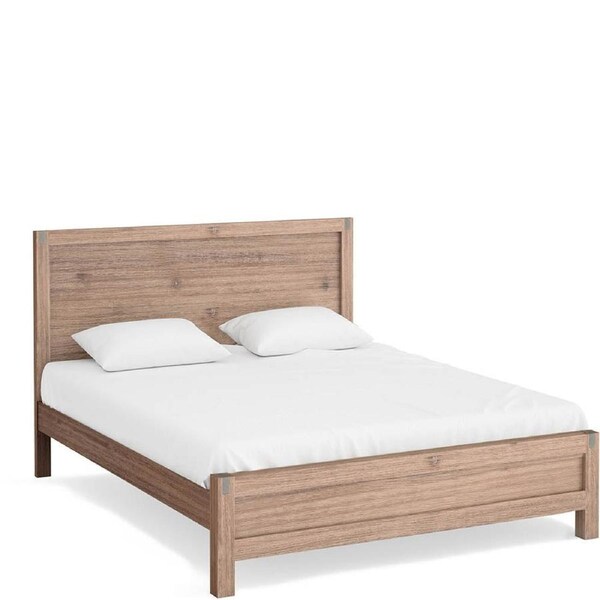 Bed Frame King Size in Solid Wood Veneered Acacia Bedroom Timber Slat in Oak