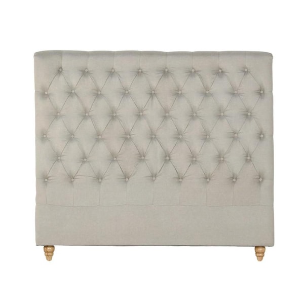 Bed Head King Size French Provincial Headboard Upholsterd Fabric Beige