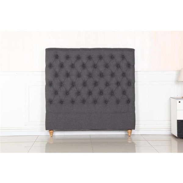 Bed Head Double Size French Provincial Headboard Upholsterd Fabric Charcoal