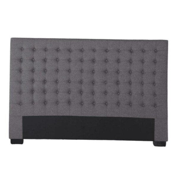 Bed Head King Charcoal Headboard Upholstery Fabric Tufted Buttons