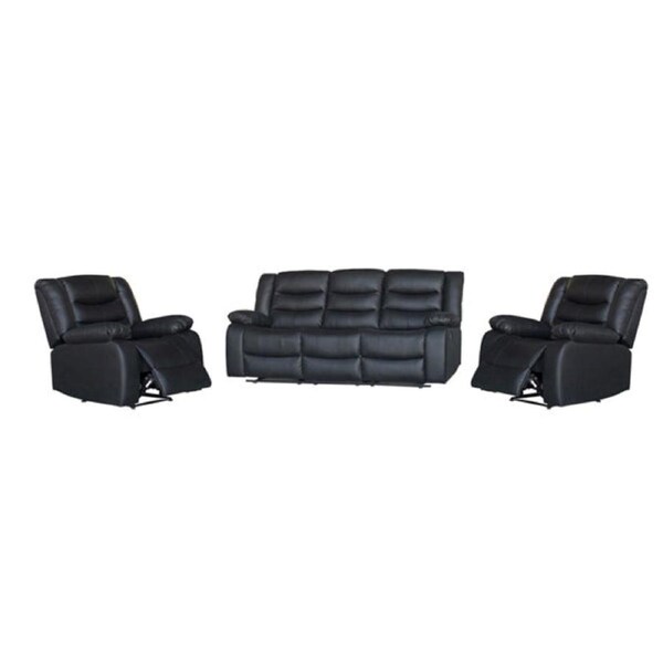 3+1+1 Seater Recliner Sofa In Faux Leather Lounge Couch in Black