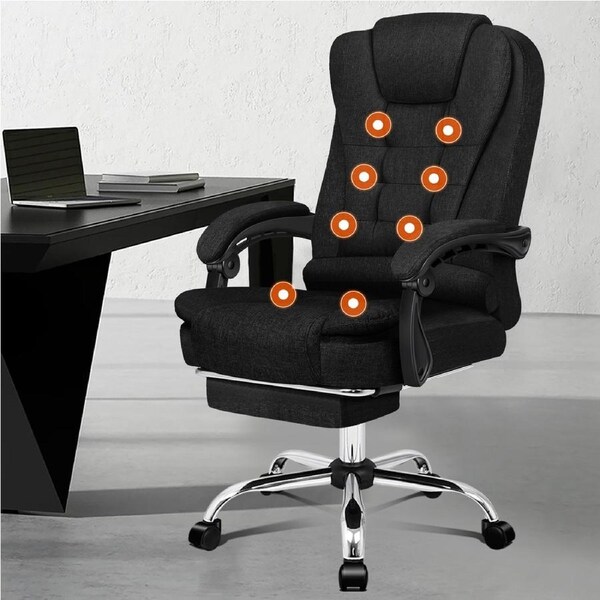 ALFORDSON 8-Point Massage Office Chair Heated Seat Fabric Black