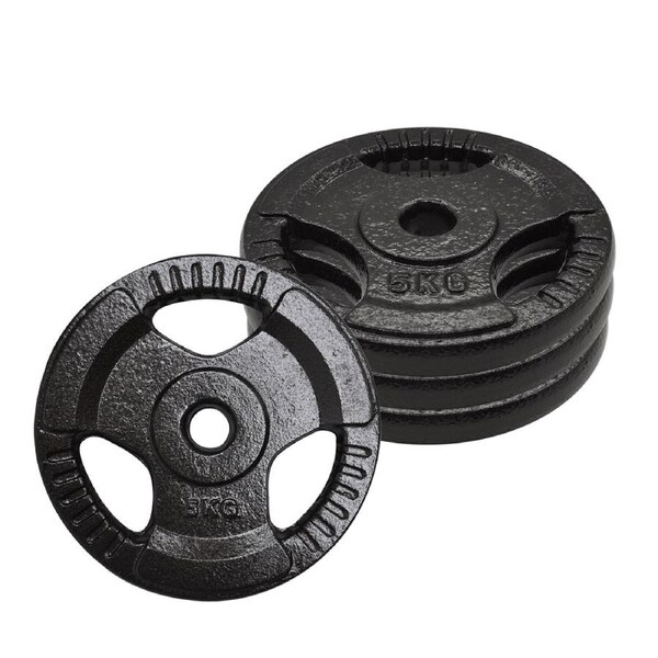 4 X 5kg Total 20kg Standard Cast Iron Hammertone Weight Plates Set - 26.5mm hole
