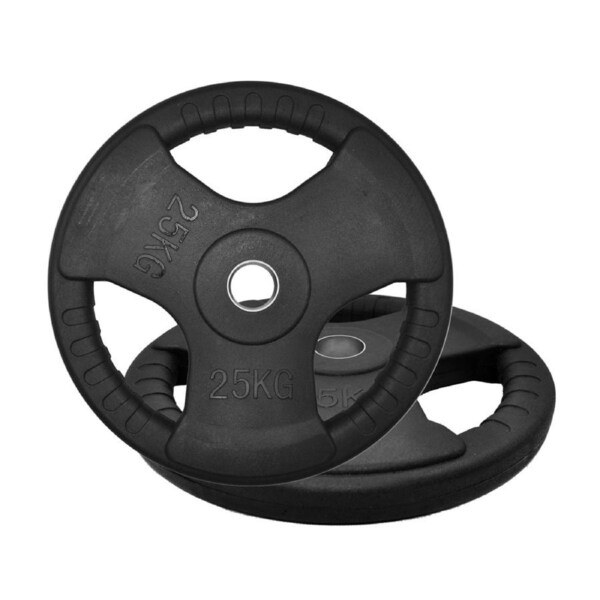 25kg X 2 Rubber Coated Cast Iron Olympic Weight Plate - Commercial Grade