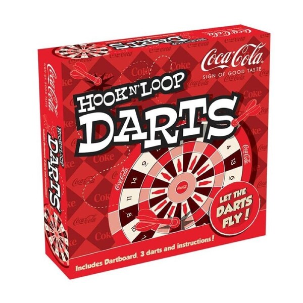 Coca-Cola Hook & Loop Darts w/ Dartboard Interactive Game Toy Kids/Teens 13+