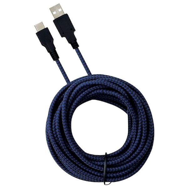 3rd Earth 3m Braided Charging Cable For PlayStation PS5 Controller Black/Blue