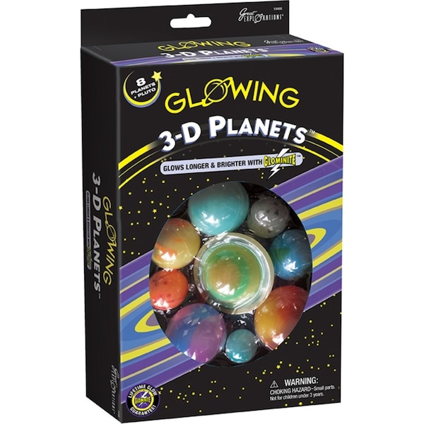 Glowing 3-D Planets Boxed Set Galaxy Solar System Kids Educational Fun Toy 5+
