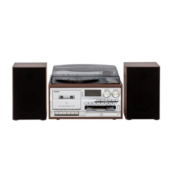 Lenoxx Audio Home Entertainment System with Vinyl Player Brown