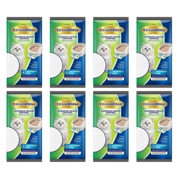 Ezi-Lockodour Absorbant Cat Litter Pads 4 X 8 Pack
