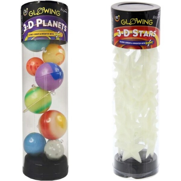 2x 12pc Great Explorations Glowing 3D Tube Assorted Solar System Fun Kids Toy 5+