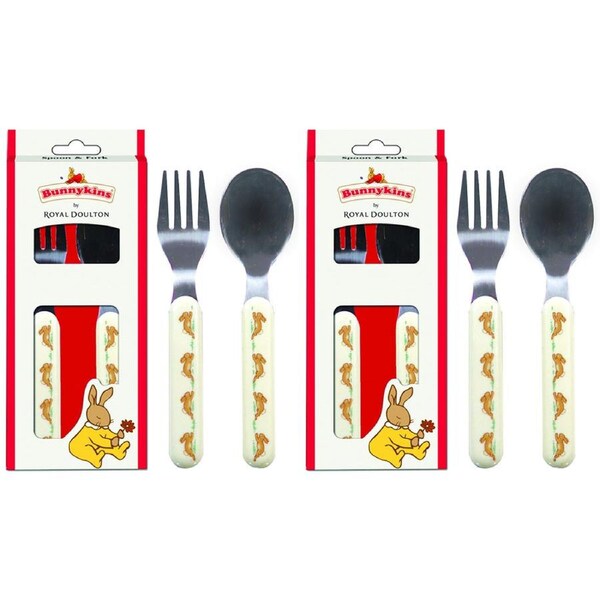 2x 2pc Bunnykins Melamine Spoon/Fork Cutlery Kids Feeding Utensils 18m+ Red