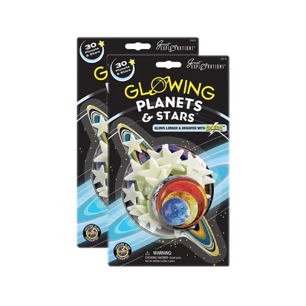 2x Great Explorations Glowing Planets/Stars Galaxy Glow in The Dark Kids Toy 5+