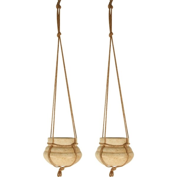 2x Maine & Crawford 13x13cm Ophelia Terracotta Hanging Pot Planter Decor Natural