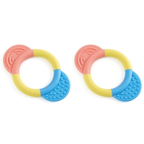 2x Hape Teether Ring Infant/Baby Rice-Based Soft Chewy Nursing Avtivity Toy 0+