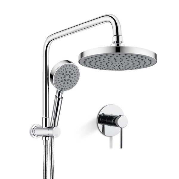 Chrome Round 8" Rain Shower Head Handheld Set Gooseneck Arm w/Mixer Tap WELS